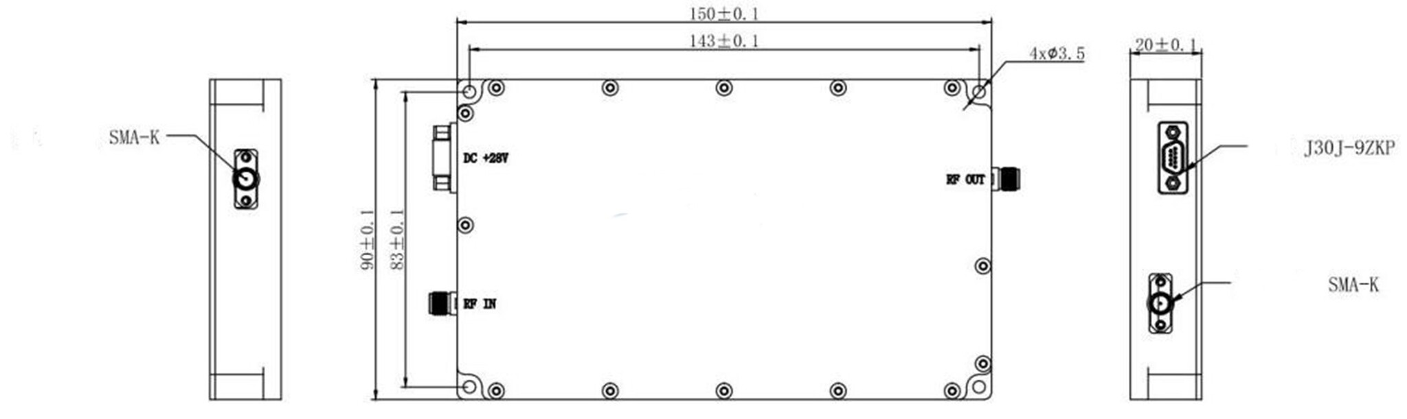 LF-LA4040-0218G-HS, Широкополосный усилитель мощности, 2-18GHz, 40dB